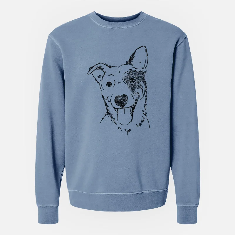 Doodled Ozzy the Mixed Breed - Unisex Pigment Dyed Crew Sweatshirt Hoodie with Double Zipper Versatile Adjustable Hoodie with Double Zipper Versatile Adjustable