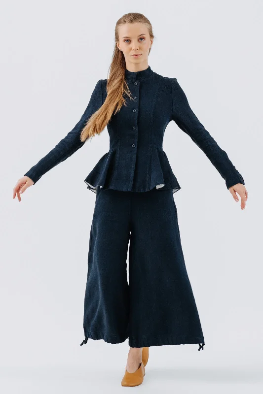 Midi Charlotte Trousers, Twill Linen, Night Navy Trousers luxurious high-end Trousers luxurious high-end Midi Charlotte Trousers, Twill Linen, Night Navy Trousers luxurious high-end Trousers luxurious high-end