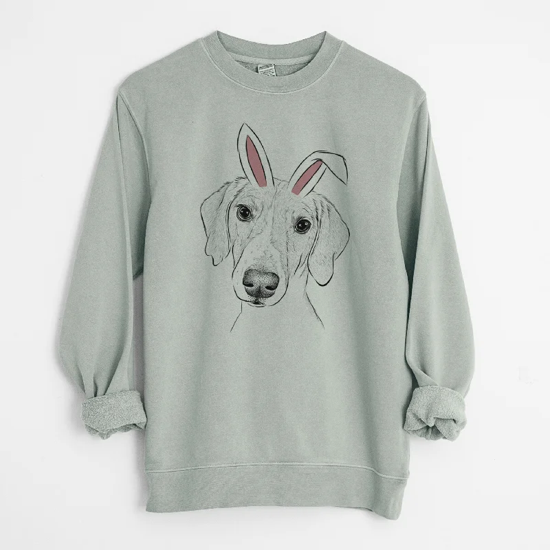 Easter Stanley the Foxhound - Unisex Pigment Dyed Crew Sweatshirt Hoodie with Puffed Sleeves Voluminous Trendy Hoodie with Puffed Sleeves Voluminous Trendy