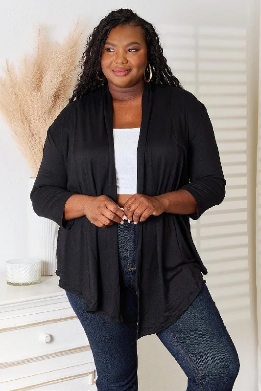 Culture Code Full Size Open Front Cardigan Welt Pockets Slit Pockets Flap Pockets Welt Pockets Slit Pockets Flap Pockets