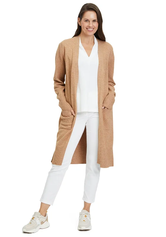 Betty Barclay Long Open Knit Cardigan, Camel Layered Multi-layer Single Layer Layered Multi-layer Single Layer