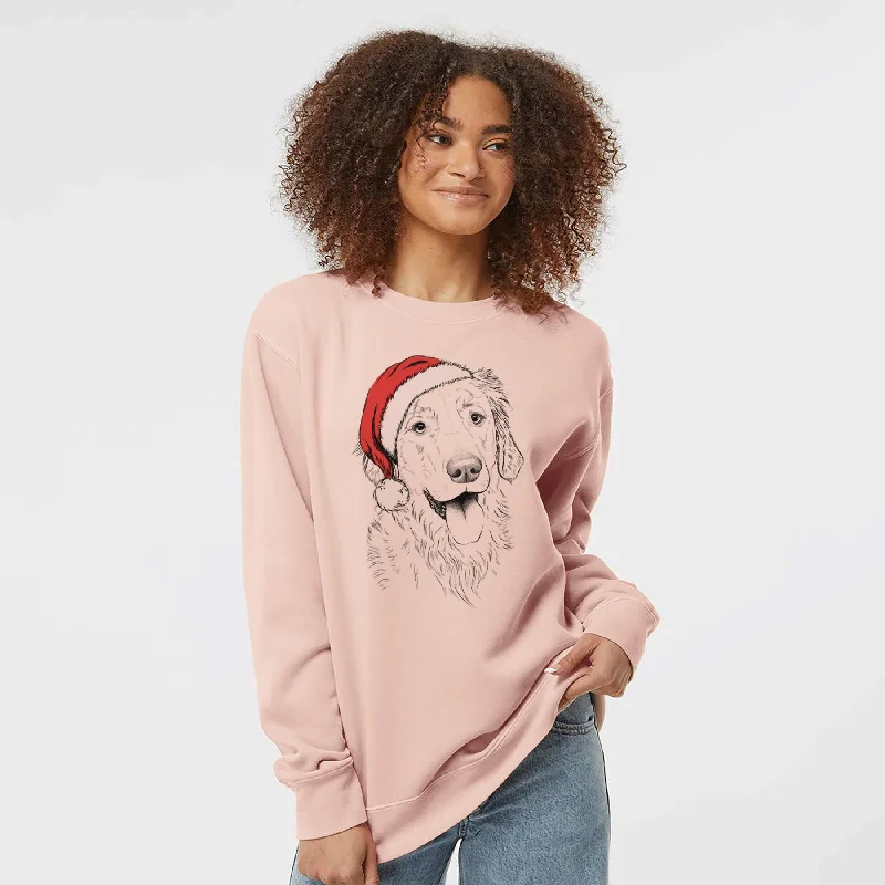 Santa Semba the Golden Retriever - Unisex Pigment Dyed Crew Sweatshirt Hoodie with Ribbed Neckline Snug Warm Hoodie with Ribbed Neckline Snug Warm