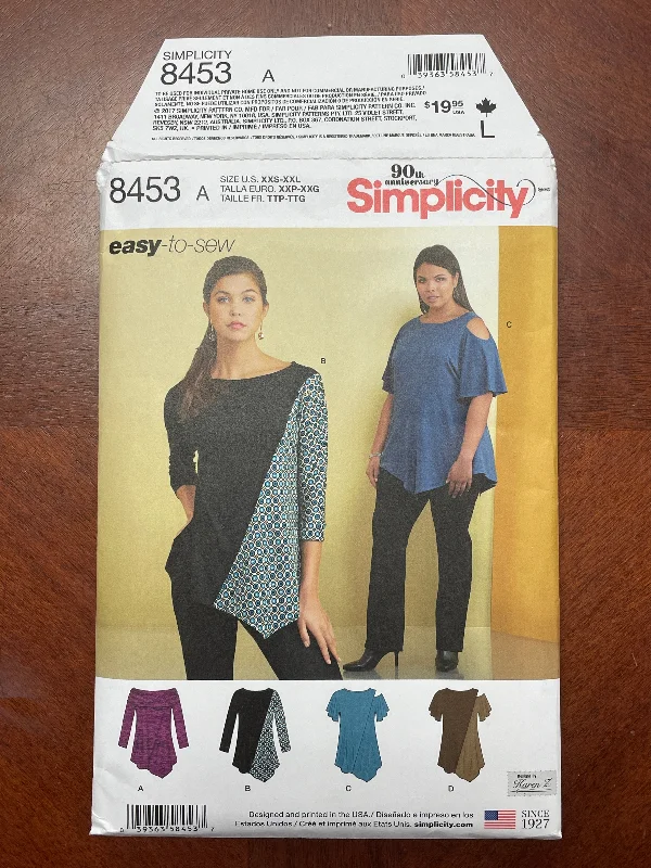 2017 Simplicity 8453 Pattern - Knit Tops FACTORY FOLDED Women's Knit Top