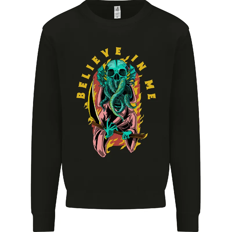 Cthulhu Believe in Me Octopus Kraken Skull Mens Sweatshirt Jumper Hoodie with Drop Shoulder Relaxed Streetwear Hoodie with Drop Shoulder Relaxed Streetwear