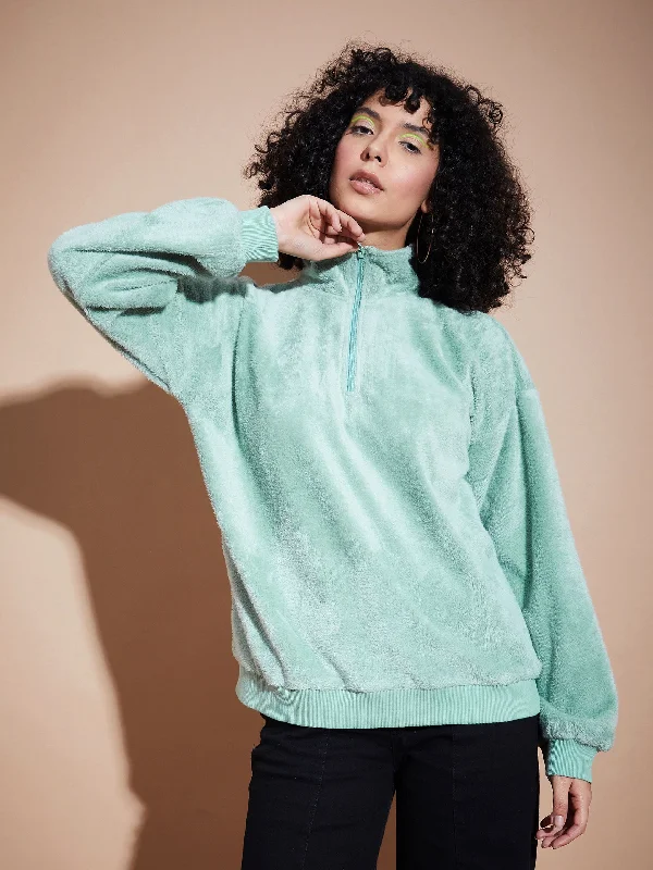Women Green Front Zipper High Neck Sweatshirt Hoodie with Lining Warm Insulated Hoodie with Lining Warm Insulated Women Green Front Zipper High Neck Sweatshirt Hoodie with Lining Warm Insulated Hoodie with Lining Warm Insulated