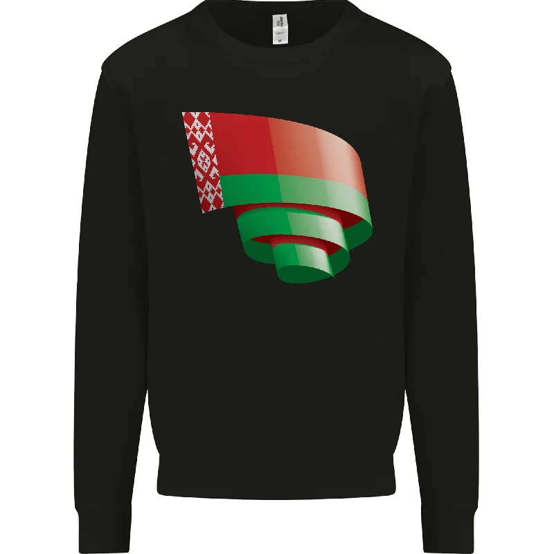 Curled Belarus Flag Belarusian Day Football Mens Sweatshirt Jumper Hoodie with Ribbed Hem Stretchable Secure Hoodie with Ribbed Hem Stretchable Secure