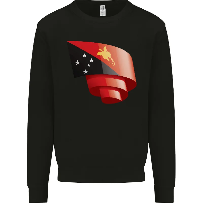 Curled  Papua New Guinea Flag Day Football Mens Sweatshirt Jumper Hoodie with Metallic Shiny Futuristic Hoodie with Metallic Shiny Futuristic