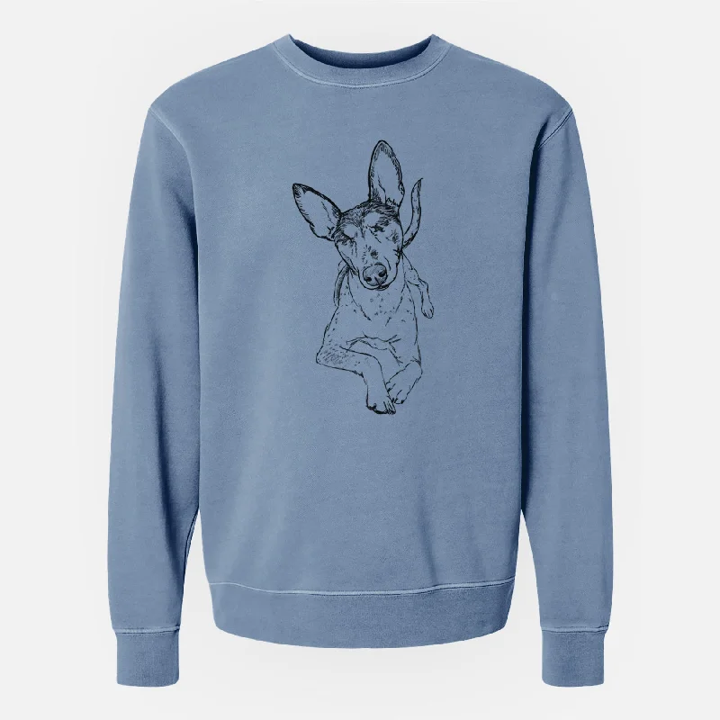 Doodled Kayla the Rat Terrier Mix - Unisex Pigment Dyed Crew Sweatshirt Hoodie with Distressed Vintage Worn Hoodie with Distressed Vintage Worn Doodled Kayla the Rat Terrier Mix - Unisex Pigment Dyed Crew Sweatshirt Hoodie with Distressed Vintage Worn Hoodie with Distressed Vintage Worn