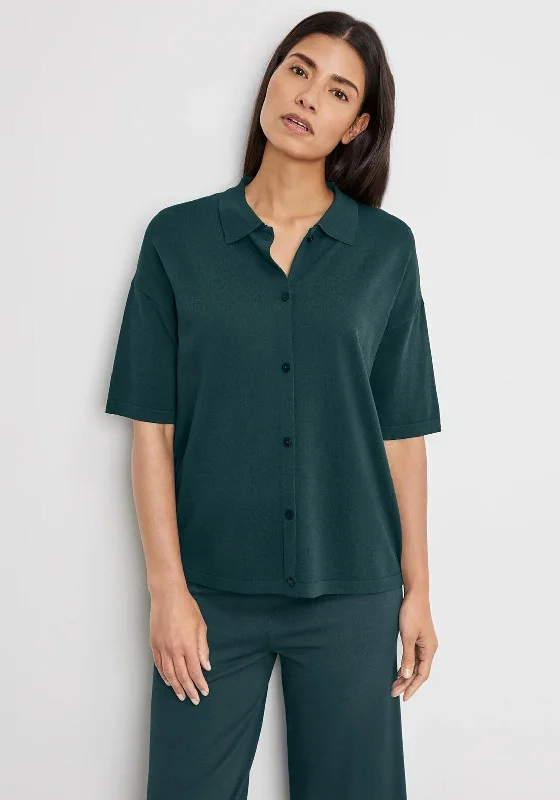 Gerry Weber Short Sleeve Fine Knit Top, Green Seasonal Knit Shirt