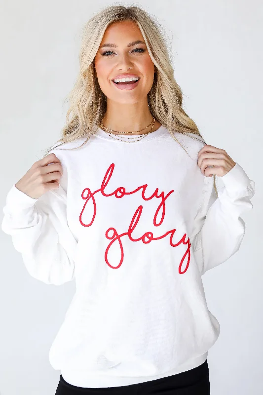 White Glory Glory Script Sweatshirt Hoodie Sweatshirt Pullover Hoodie Sweatshirt Pullover