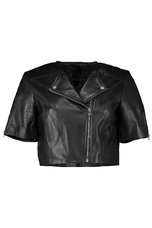 Kirsi Cropped Jacket - Black Front Pockets Side Pockets Patch Pockets Front Pockets Side Pockets Patch Pockets