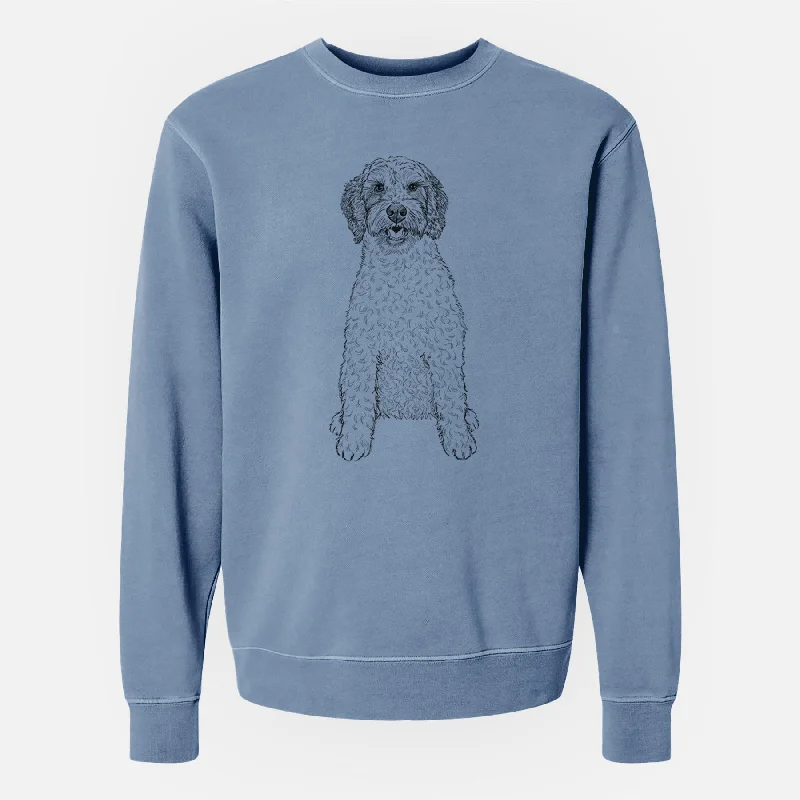 Doodled Penny the Mini Australian Labradoodle - Unisex Pigment Dyed Crew Sweatshirt Hoodie with Pattern Geometric Abstract Hoodie with Pattern Geometric Abstract