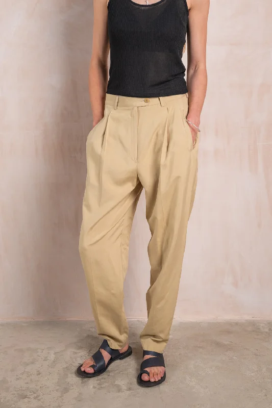 Creamy Yellow Tapered Trousers Trousers Velvet Soft Trousers Velvet Soft