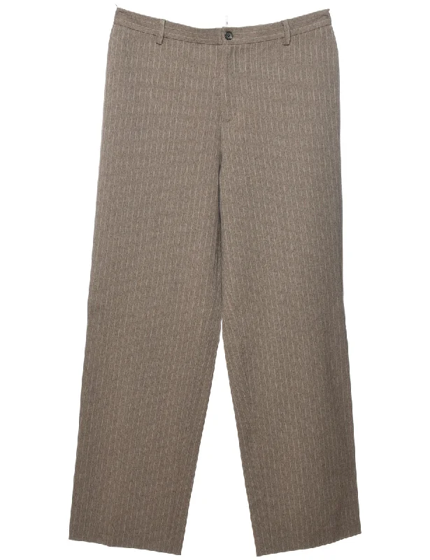 Pinstriped Light Brown Trousers - W32 L30 Trousers Brand Named Trousers Brand Named