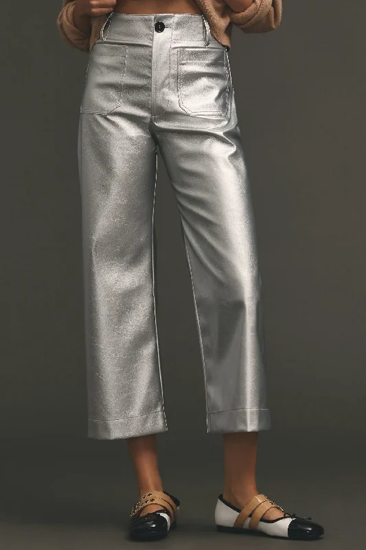 TANDUL Women Regular Fit Silver Faux Leather Trousers Trousers Fall Fleece Trousers Fall Fleece TANDUL Women Regular Fit Silver Faux Leather Trousers Trousers Fall Fleece Trousers Fall Fleece