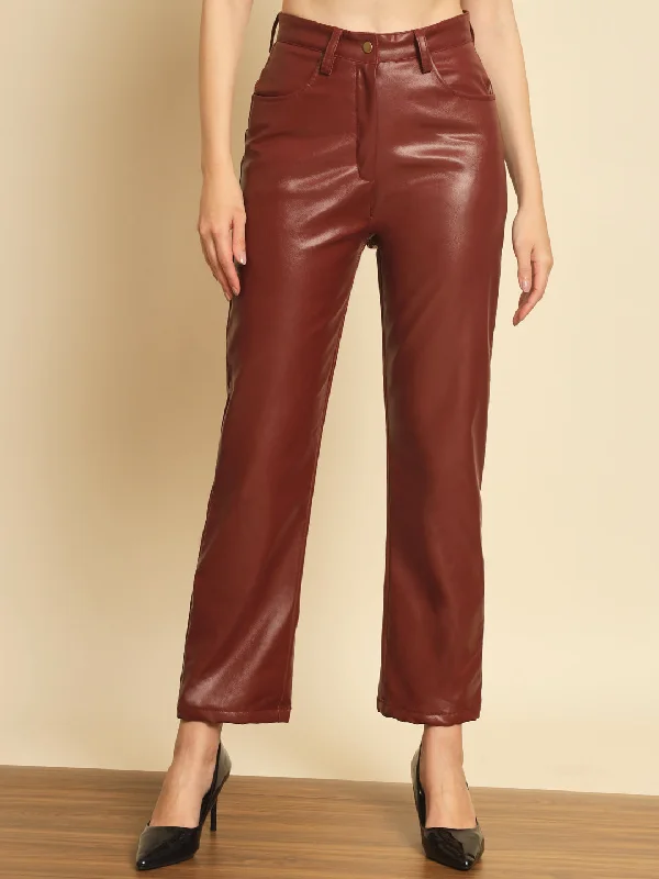 TANDUL Women Regular Fit Maroon Lycra Blend Trousers Trousers Bridal Satin Trousers Bridal Satin TANDUL Women Regular Fit Maroon Lycra Blend Trousers Trousers Bridal Satin Trousers Bridal Satin