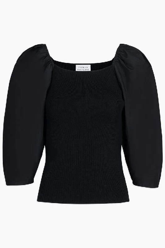 Leila Knit Top - Black Pastel Knit Top