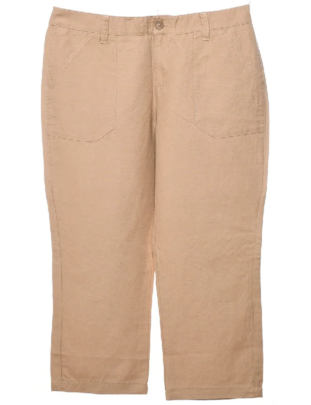 Tapered Light Brown Tommy Hilfiger Cropped Trousers - W36 L25 Trousers Sale Discount Trousers Sale Discount