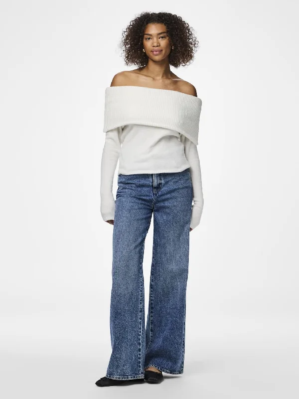 PCRIKO Knit Top - Cloud Dancer Business Knit Top