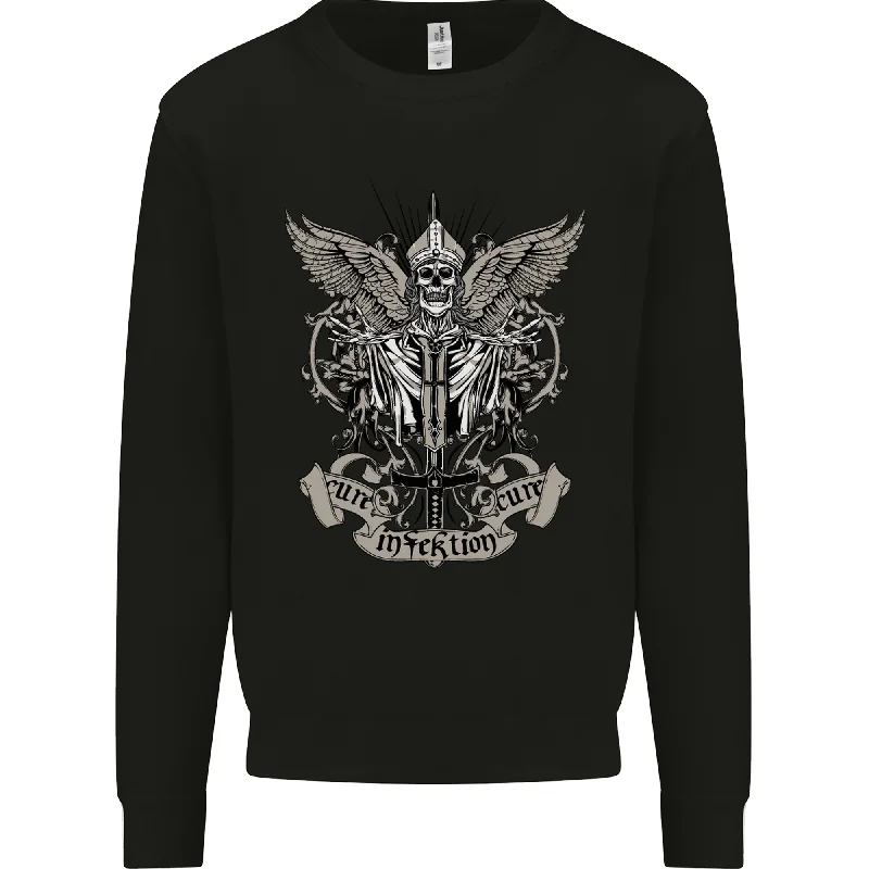 Cure the Infektion Skull Motorbike Biker Mens Sweatshirt Jumper Hoodie with Lace Feminine Delicate Hoodie with Lace Feminine Delicate