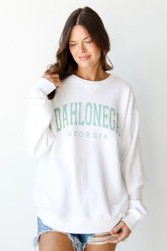 White Dahlonega Georgia Sweatshirt Hoodie with Reflective Safety Nightwear Hoodie with Reflective Safety Nightwear