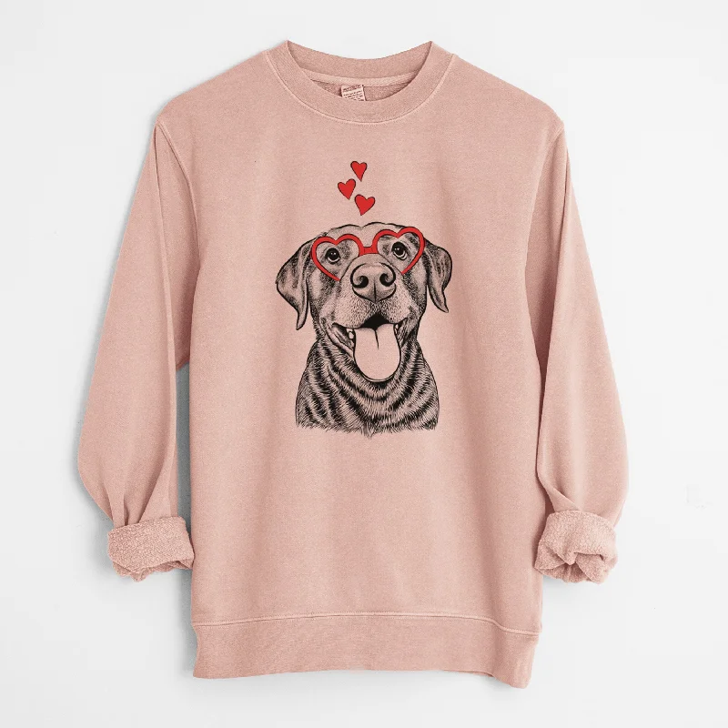 Valentine Gwen the Labrador Retriever - Unisex Pigment Dyed Crew Sweatshirt Hoodie with Lace Feminine Delicate Hoodie with Lace Feminine Delicate