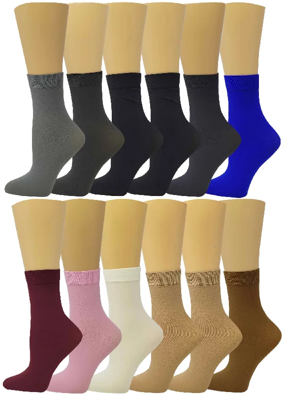 Ankle High Trouser Socks | Opaque Assorted | Sumona Womens (12 Pairs) Trousers Yoga Stretchy Trousers Yoga Stretchy