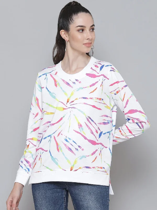 White Terry Multicolor Strokes Print Sweatshirt Hoodie with Front Slit Layering Stylish Hoodie with Front Slit Layering Stylish White Terry Multicolor Strokes Print Sweatshirt Hoodie with Front Slit Layering Stylish Hoodie with Front Slit Layering Stylish