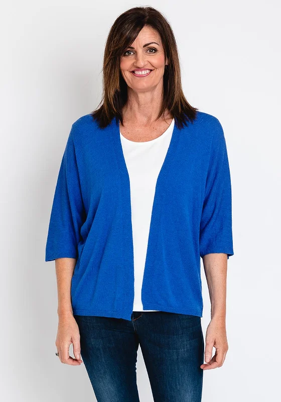 The Serafina Collection One Size Batwing Open Fine Cardigan, Royal Blue Transparent Opaque Sheer Transparent Opaque Sheer