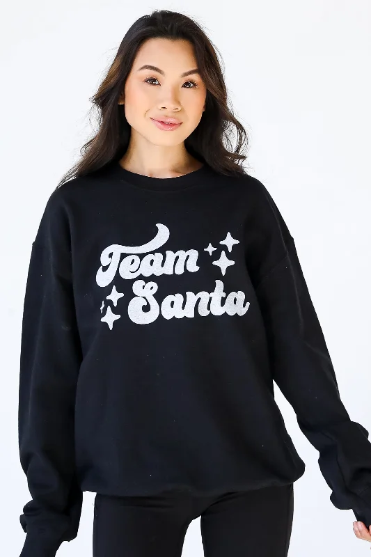 Team Santa Sweatshirt Hoodie with Rolled Sleeves Casual Relaxed Hoodie with Rolled Sleeves Casual Relaxed