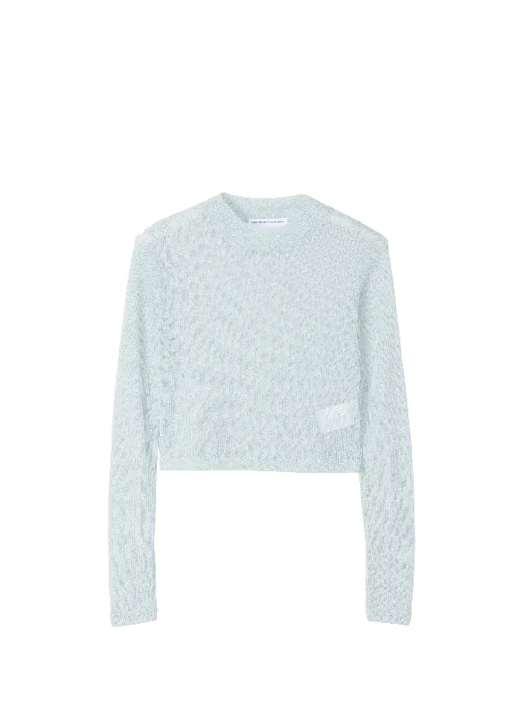 Molly see-through long sleeve knit top Boat Neck Knit Top