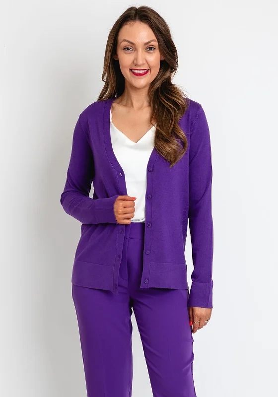 Gerry Weber Button Up Knit Cardigan, Purple Asymmetrical,ymmetric Pencil Cardigan Asymmetrical,ymmetric Pencil Cardigan