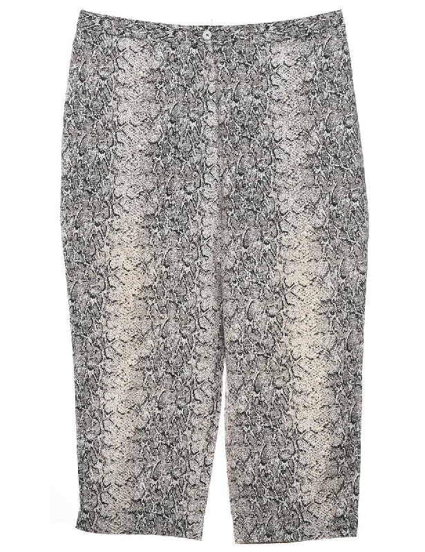 Snakeskin Pattern Black & Grey Cropped Trousers - W33 L22 Trousers Vintage Classic Trousers Vintage Classic