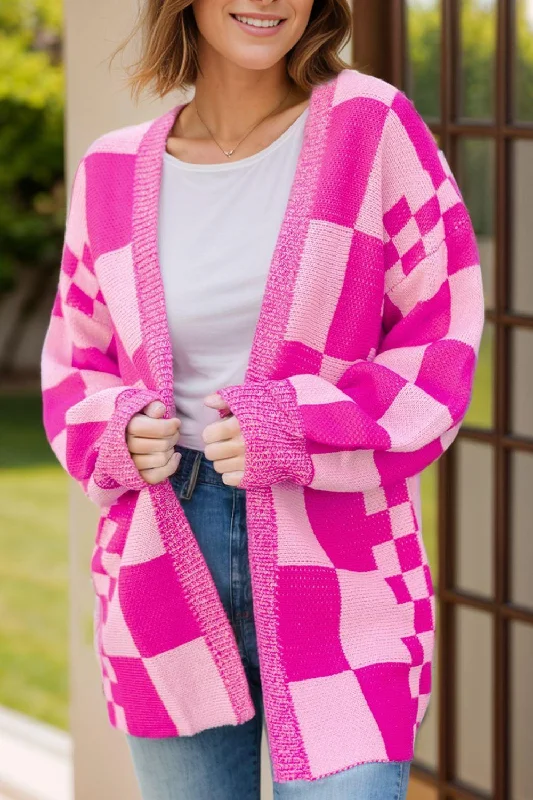 Checkered Open Front Long Sleeve Cardigan Toggled Drawstring Belted Toggled Drawstring Belted Checkered Open Front Long Sleeve Cardigan Toggled Drawstring Belted Toggled Drawstring Belted