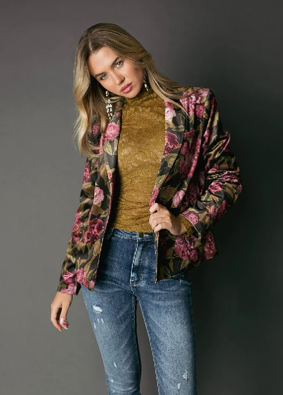 Louve Blazer in Bistre Floral Women's Navy Jacket