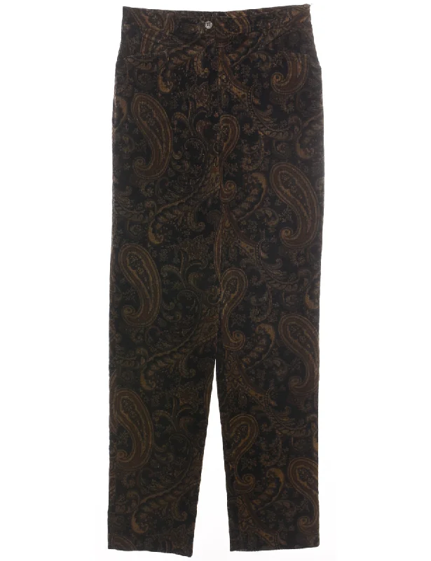 Paisley Pattern Multi-Colour Corduroy Trousers - W28 L30 Trousers chic fashionable Trousers chic fashionable