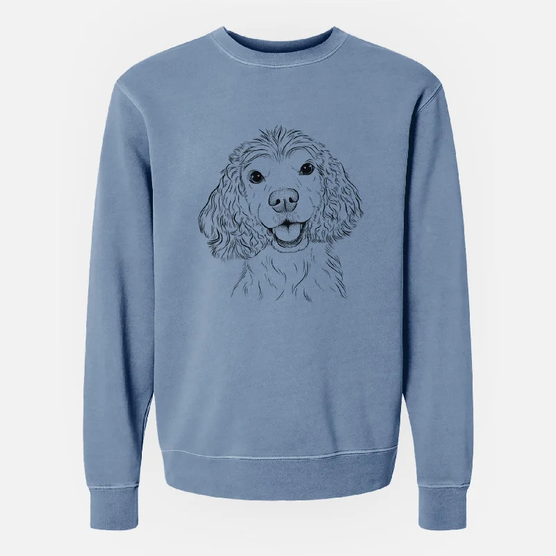 Bare Cricket the American Cocker Spaniel - Unisex Pigment Dyed Crew Sweatshirt Hoodie with Cropped Fit Short Trendy Hoodie with Cropped Fit Short Trendy