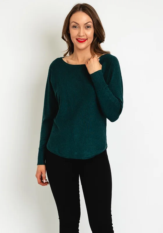 Soyaconcept Button Back Detail Knit Top, Forest Green Ruby Red Knit Shirt