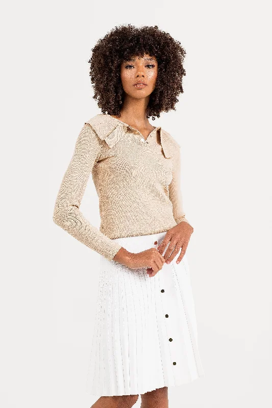 Monte Knit Top Mocha Spring Knit Blouse