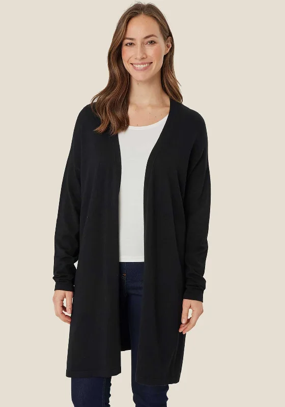 Masai Lon Loose Fit Cardigan, Black Cashmere Blend Cotton Blend Poly Blend Cashmere Blend Cotton Blend Poly Blend