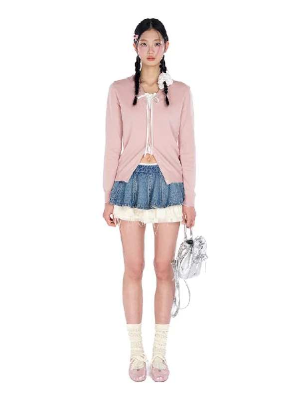 College style bow wheat crest V-neck cardigan【s0000008677】 Elasticated Padded Insulated Elasticated Padded Insulated College style bow wheat crest V-neck cardigan【s0000008677】 Elasticated Padded Insulated Elasticated Padded Insulated