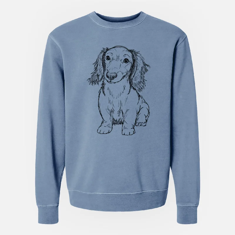 Doodled Sweetie the Toy Long Haired Dachshund - Unisex Pigment Dyed Crew Sweatshirt Hoodie with Side Slits Relaxed Casual Hoodie with Side Slits Relaxed Casual Doodled Sweetie the Toy Long Haired Dachshund - Unisex Pigment Dyed Crew Sweatshirt Hoodie with Side Slits Relaxed Casual Hoodie with Side Slits Relaxed Casual