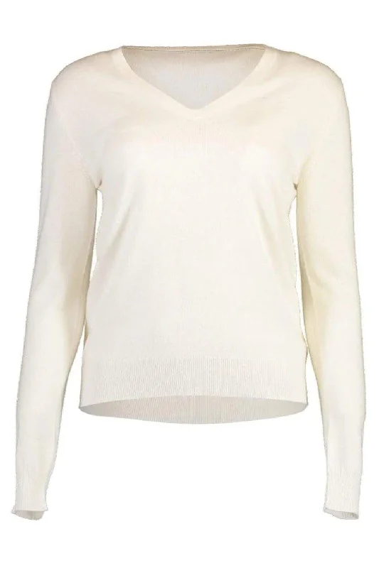 Basic V-Neck Cashmere Knit Top Solid Color Knit Top