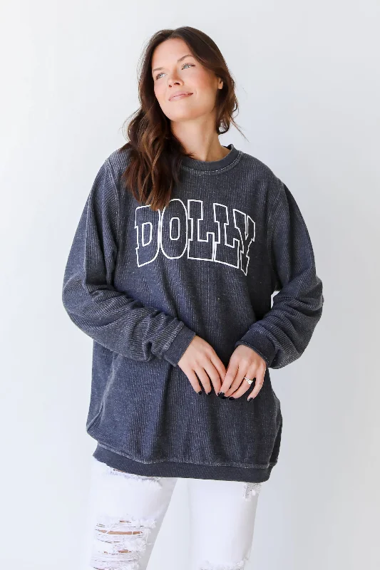 FINAL SALE - Dolly Corded Sweatshirt Hoodie with Monochrome Minimalist Simple Hoodie with Monochrome Minimalist Simple