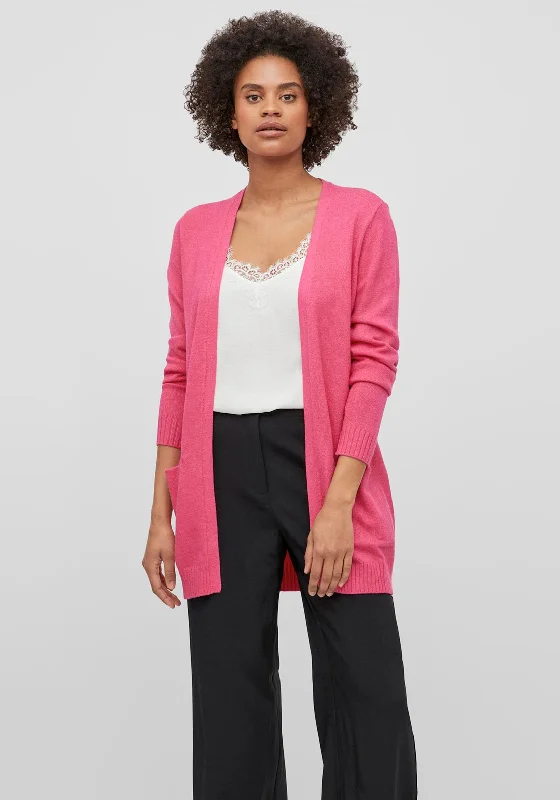 Vila Soft Knit Open Cardigan, Pink Yarrow Iron Safe Non-Iron Wrinkle Free Iron Safe Non-Iron Wrinkle Free