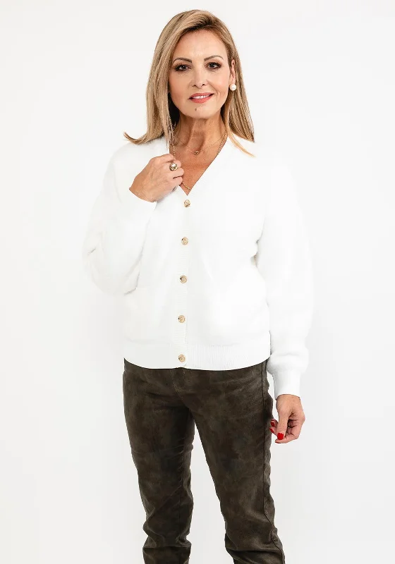 Eva Kayan Faux Fur Knit Short Cardigan, White Toggled Drawstring Belted Toggled Drawstring Belted