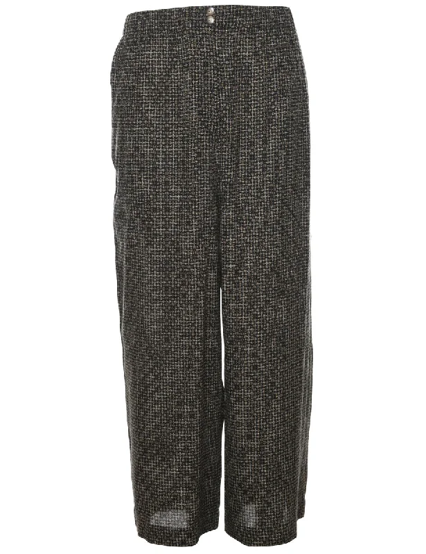 Patterned Black Trousers - W30 L26 Trousers Versatile Stylish Trousers Versatile Stylish