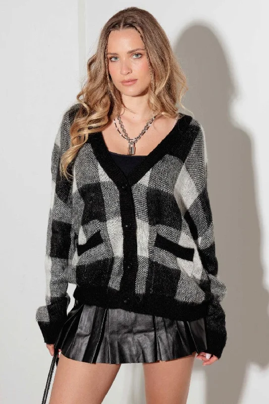Mustard Seed V-Neck Checkered Cardigan with Pockets Stretchy Elastic Breathable Stretchy Elastic Breathable Mustard Seed V-Neck Checkered Cardigan with Pockets Stretchy Elastic Breathable Stretchy Elastic Breathable
