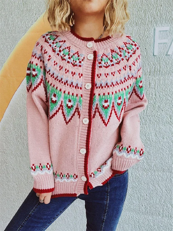 Contrast Geometric Round Neck Long Sleeve Cardigan Oversized Loose Flowy Oversized Loose Flowy Contrast Geometric Round Neck Long Sleeve Cardigan Oversized Loose Flowy Oversized Loose Flowy