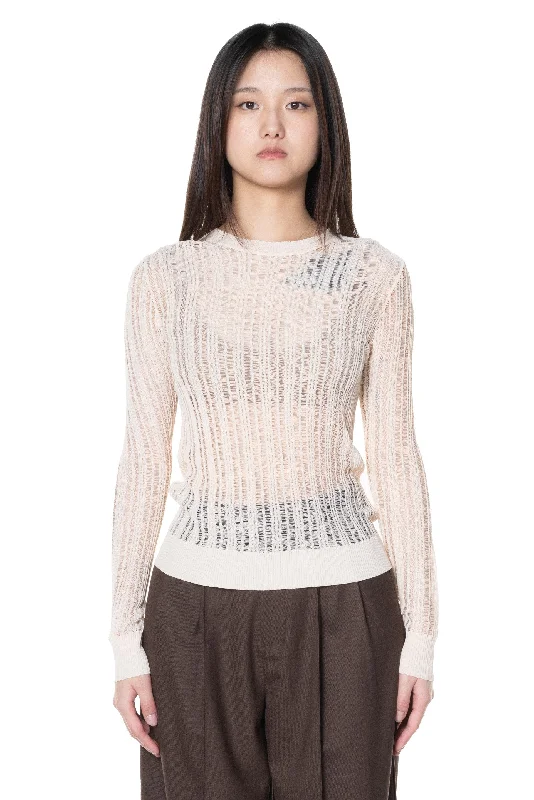 Ivory Classic Knit Top Fashion Knit Shirt